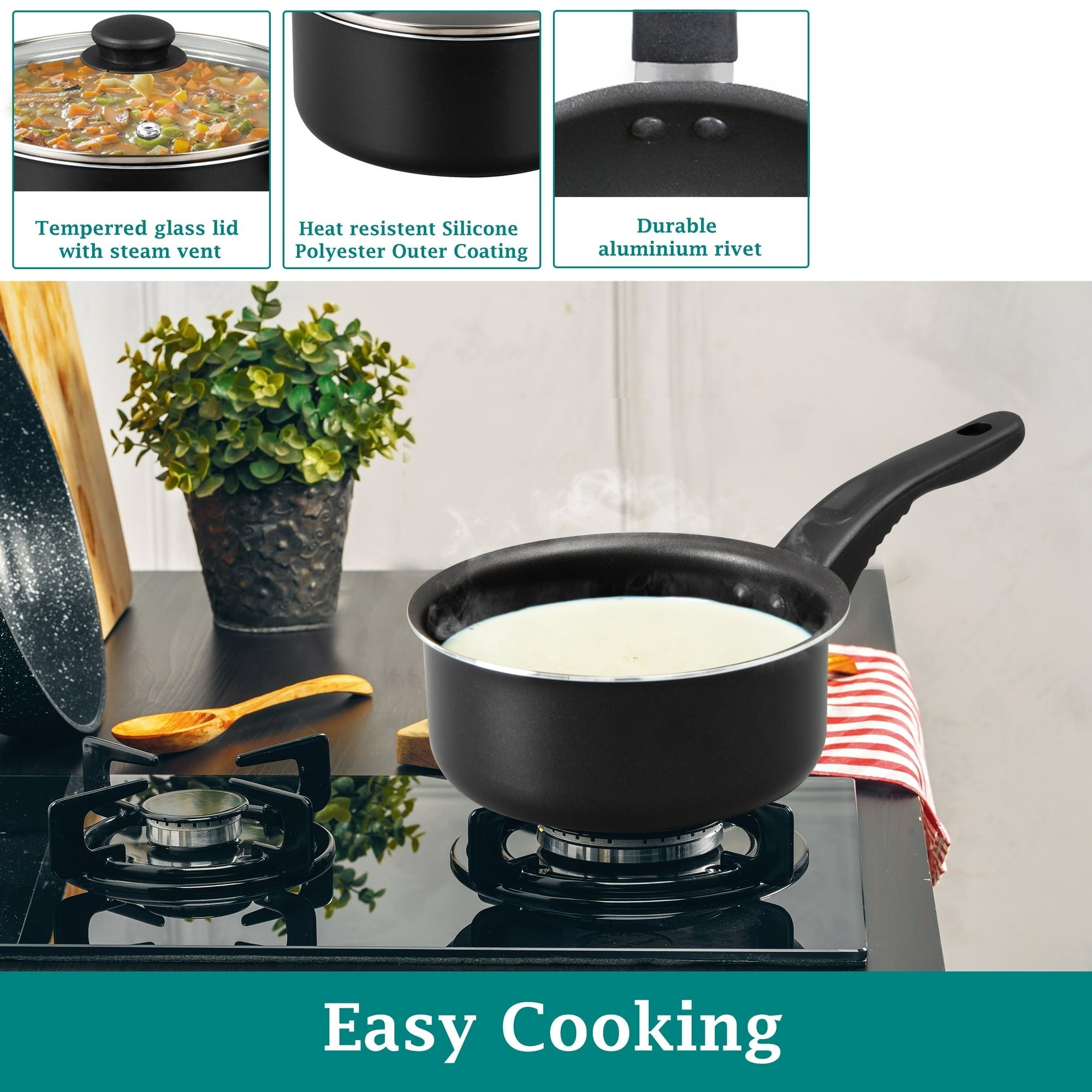 MS 3PC SAUCE PAN BLK