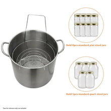 Canning pot insert rack with side handles for pint and quart sized jars