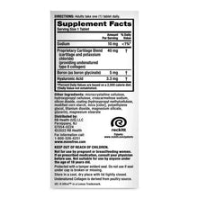 Joint health supplement package back with supplement facts panel and ingredient list