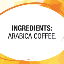 Coffee pod label text: Ingredients are Arabica coffee