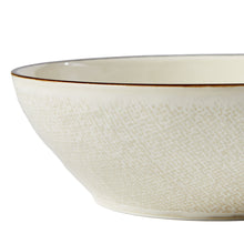 Cream stoneware dinner bowl, speckled texture, dark outer rim