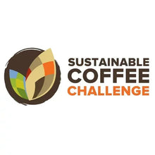 Sustainable Coffee Challenge logo with colorful leaf circle and bold text