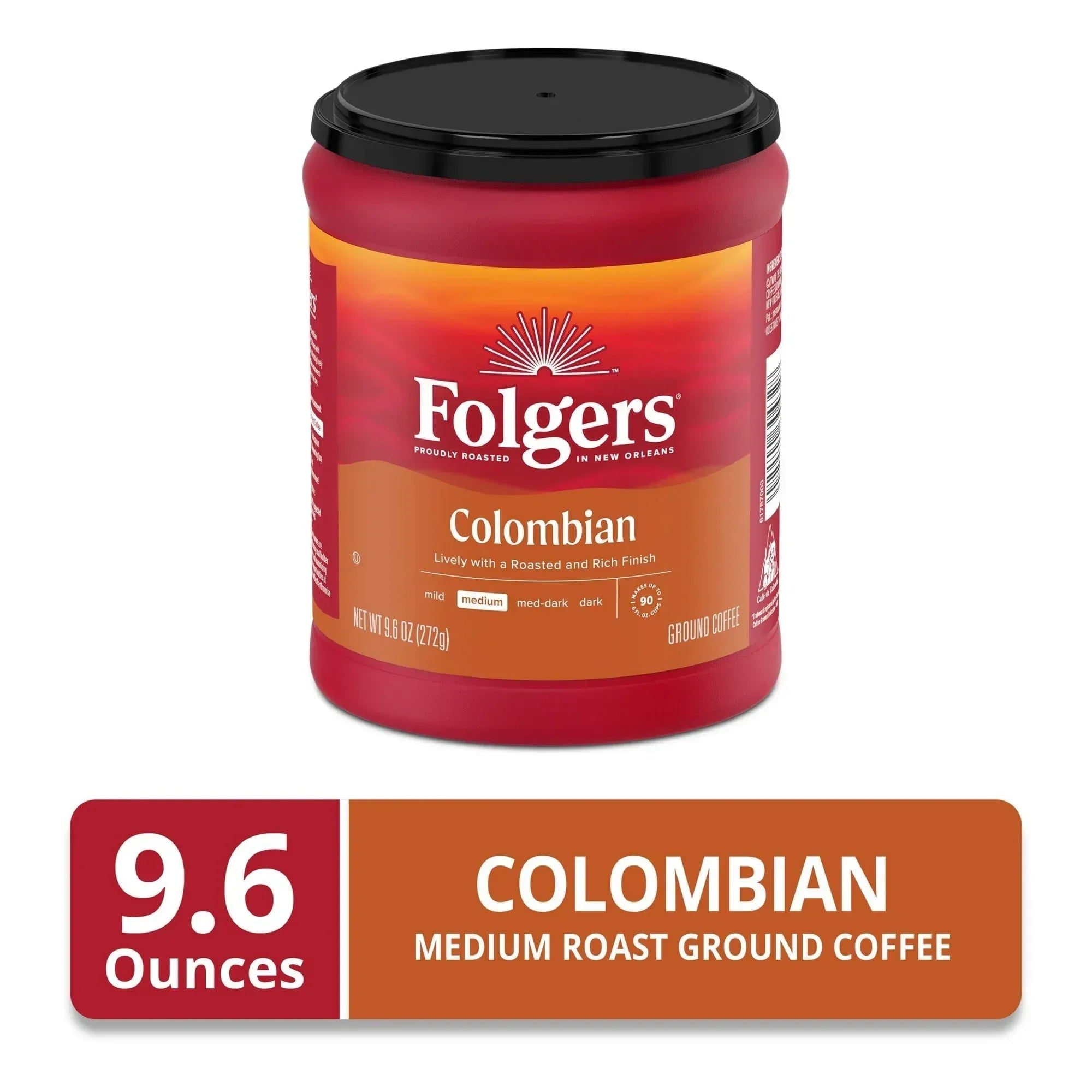 Folgers Classic Roast Ground Coffee, Medium Roast, 9.6 oz Canister