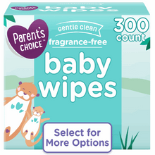 Fragrance-free baby wipes pack, 300 count, teal box with select-for-more-options label