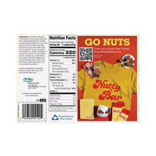 Snack wafer bar carton side with Nutrition Facts panel and “Go Nuts” label