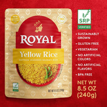Ready-to-heat yellow rice pouch with SRP Verified and SRP sustainably grown badges