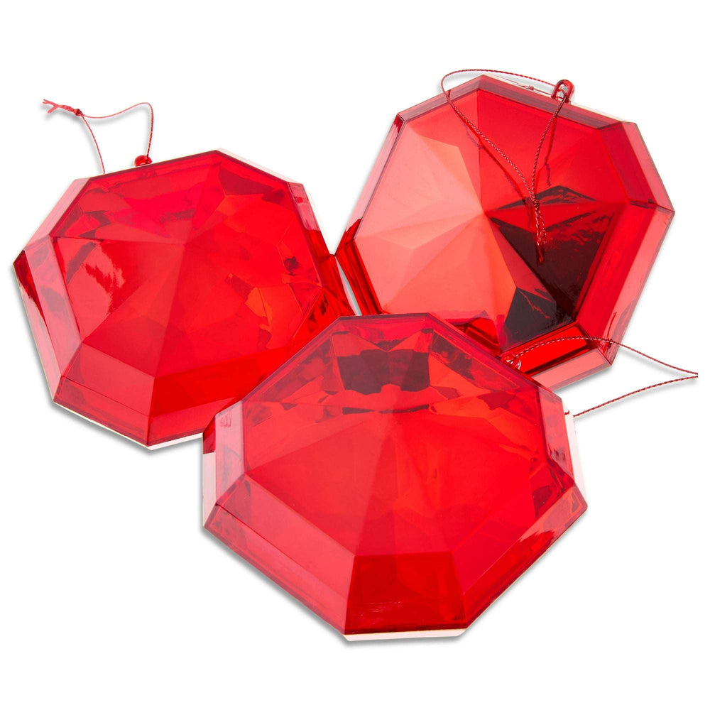 4 Count Red Square Gem Christmas Ornaments, by Holiday Time