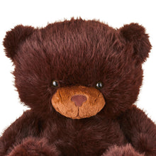 Jumbo plush bear close-up face with brown snout patch and embroidered eyes
