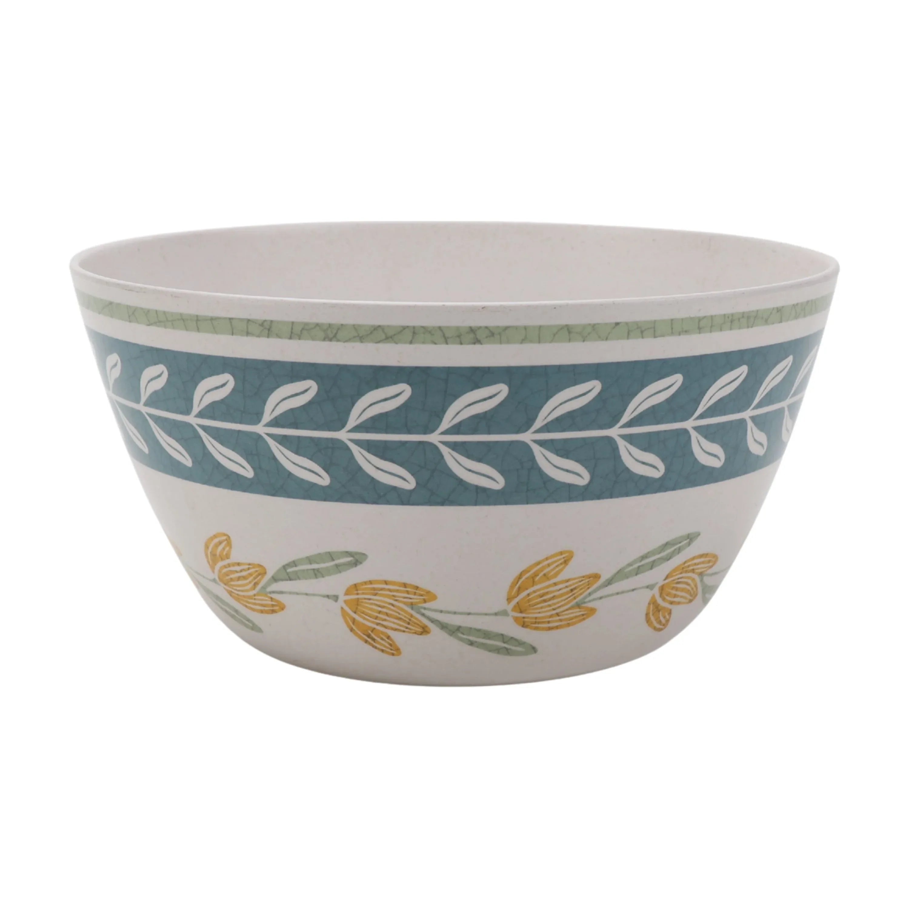 Better Homes and Gardens Bamboo Melamine Floral Salad Bowl with Acacia Lid and Utensil Set