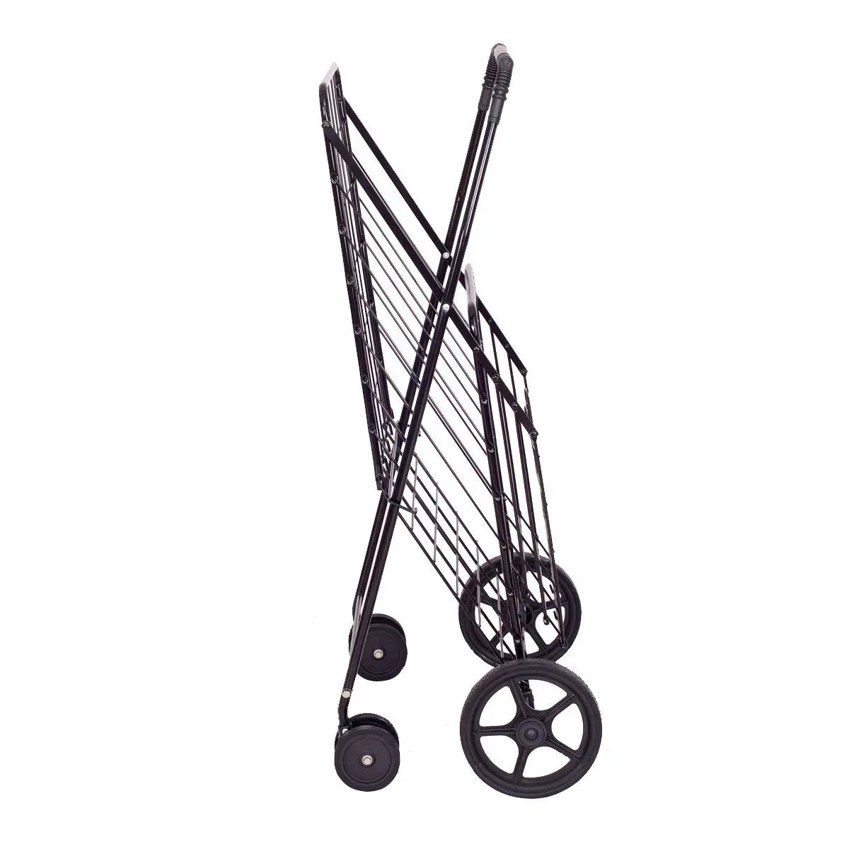 Costway Folding Shopping Cart Jumbo Basket Grocery Laundry with Swivel Wheels Black