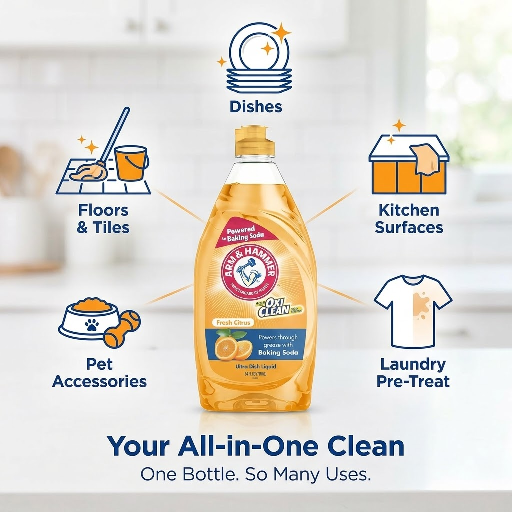 Arm & Hammer + Oxi Clean Ultra Dish Liquid Soap, Fresh Citrus, 64 oz