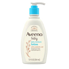 Aveeno baby daily moisture lotion bottle with blue pump