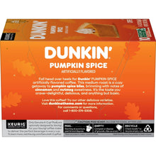 Dunkin Pumpkin Spice Keurig K-Cup pod box back panel with text and recycling icons