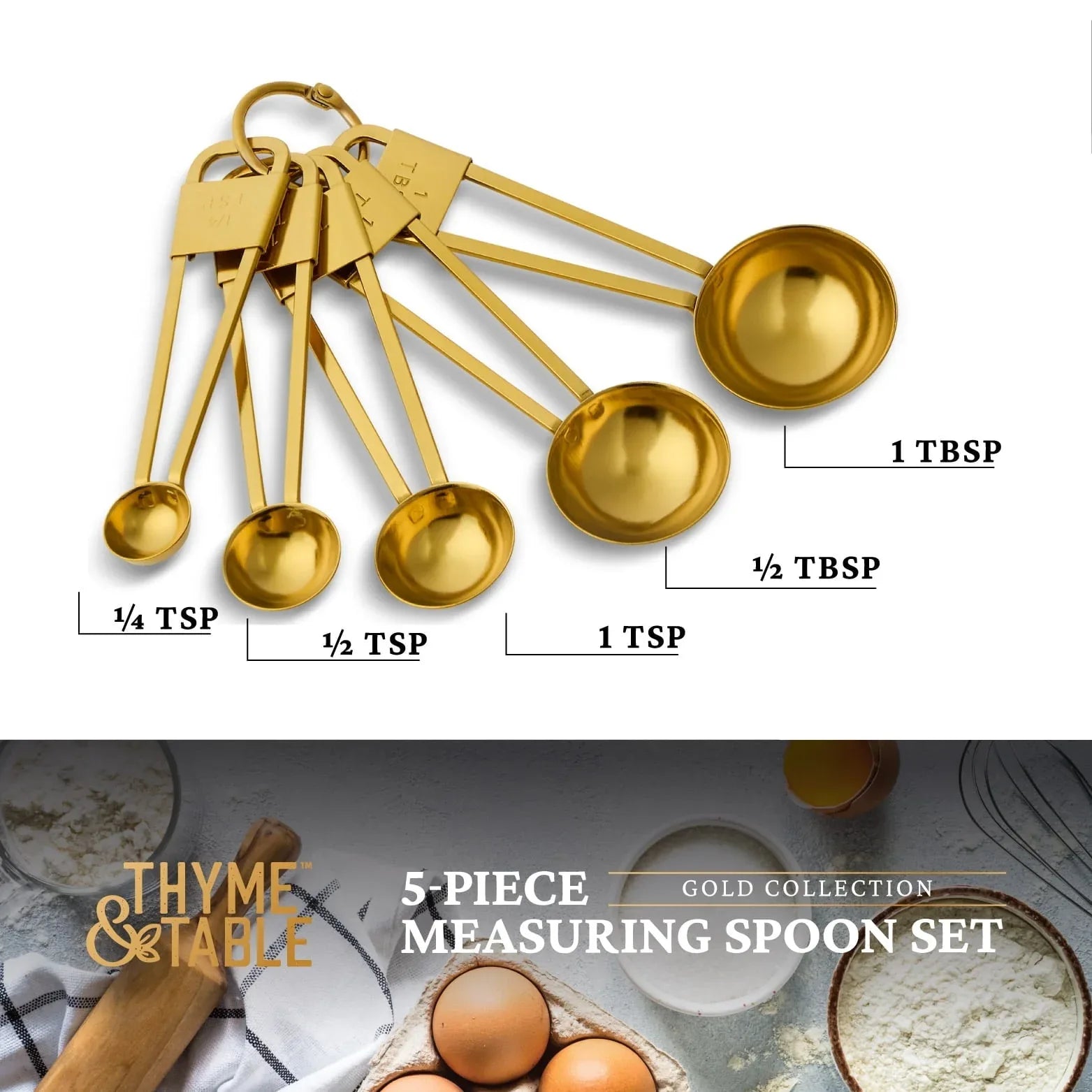 Thyme & Table 5-Piece Stainless Steel Measuring Spoon Set - USA MEGA SHOP