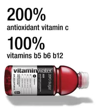Glaceau vitaminwater zero sugar water bottle in deep red, with vitamin C and B vitamins