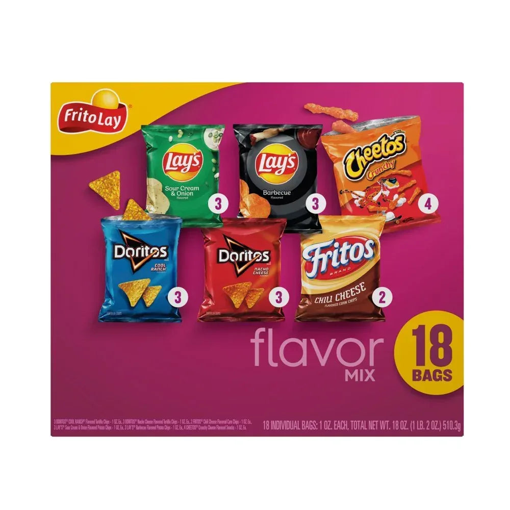 Flavor Mix Variety Pack Snack Chips, 1Oz Bags, 18 Count Multipack