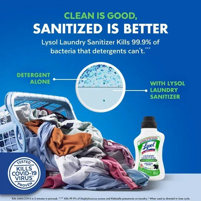 Lysol Tough Odor Eliminator Laundry Sanitizer Additive, 0% Bleach, Eliminates Odor Causing Bacteria, 41oz
