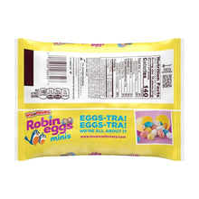 Whoppers Robin eggs minis candy bag back panel with nutrition and offer text