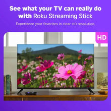 Roku streaming interface on TV showing clear HD flowers video