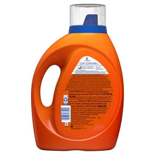 Tide Ultra Oxi Boost liquid detergent bottle back, orange with blue cap