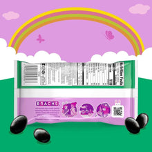 Back of a purple Brach's jelly beans pouch with barcode and details