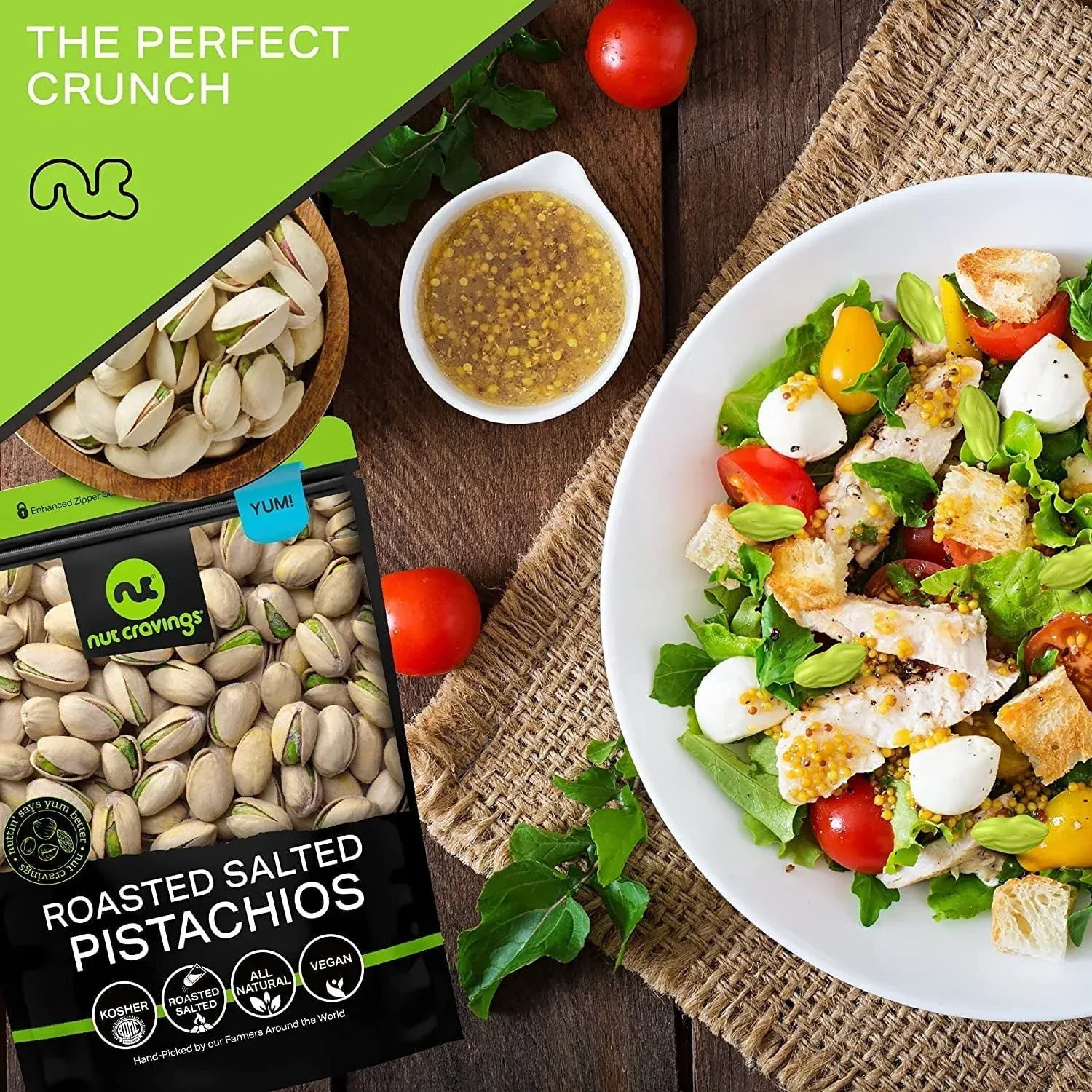 Nut Cravings Freshly Roasted & Salted California Pistachios (16oz - 1 lbs) Packed Fresh in Resealable Bag