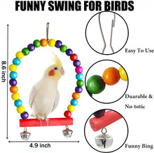 Funny bird swing toy on red base with multicolor bead arch and bell clips
