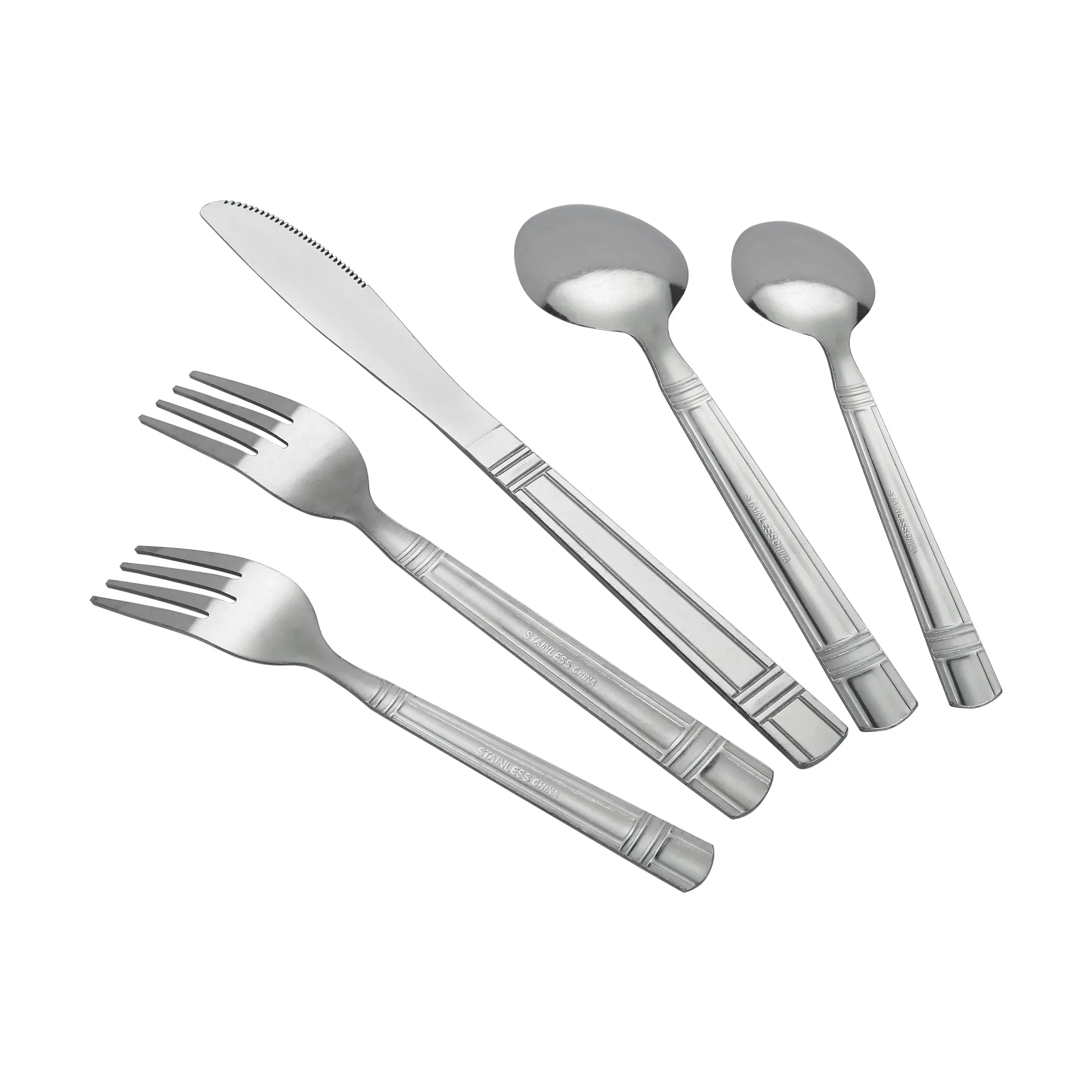 Mainstays 49 Piece Elena Adult Stainless Steel Flatware and Organizer Tray Value Set Silver, Service for 8
