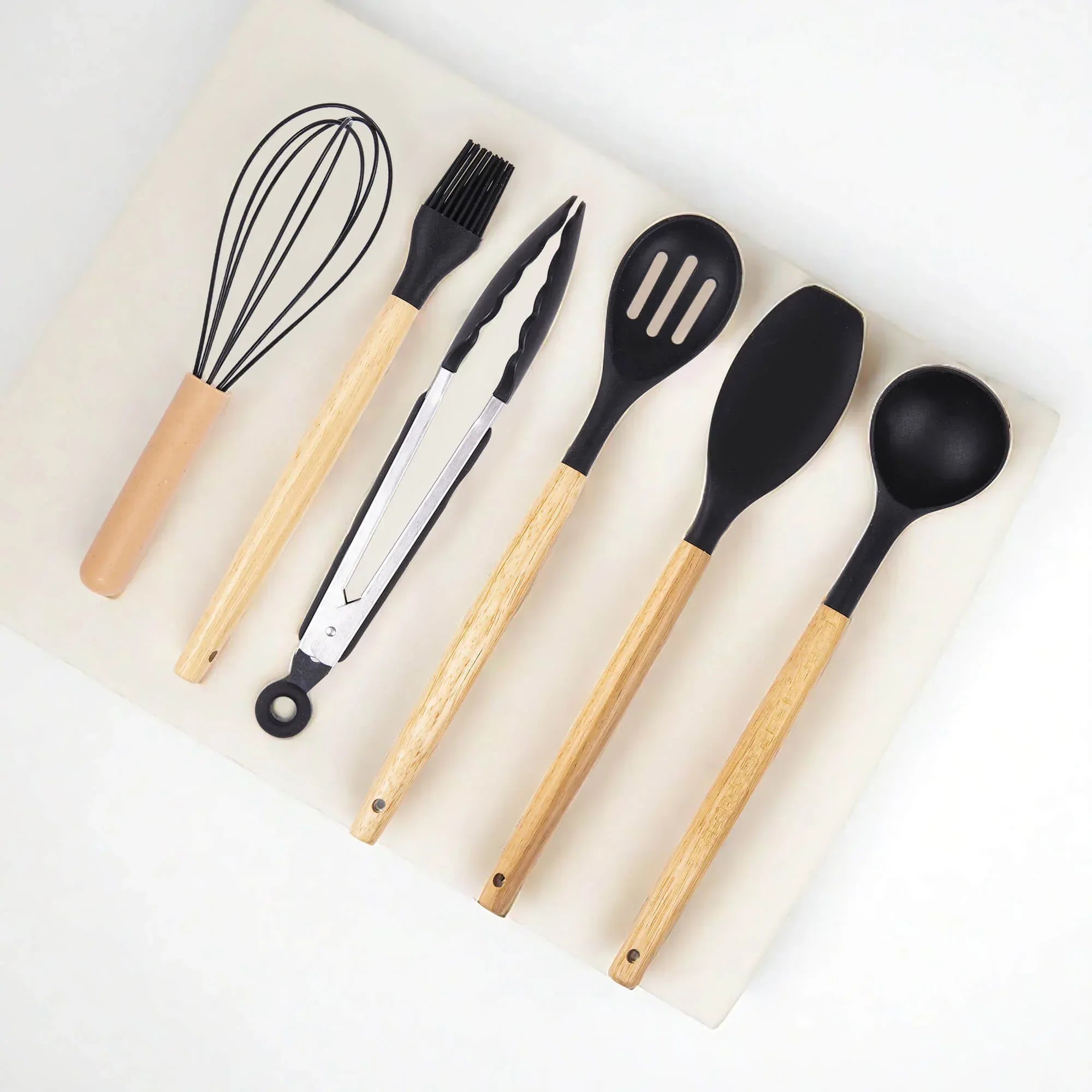 HEESEM 19-Piece Silicone Kitchen Utensil & Knife Set - Heat-Resistant Cooking Tools Non-Stick Safe Gift for Mom or Women Black