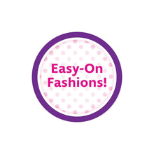 Badge reading “Easy-On Fashions!”