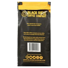 Black Rifle Coffee Company Tactisquatch dark roast ground coffee bag back with barcode