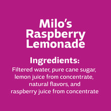 Raspberry lemonade ingredients list text on purple label