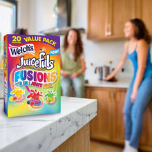 Welch's Juicefuls Fusions 20 pouch value pack box on a kitchen counter