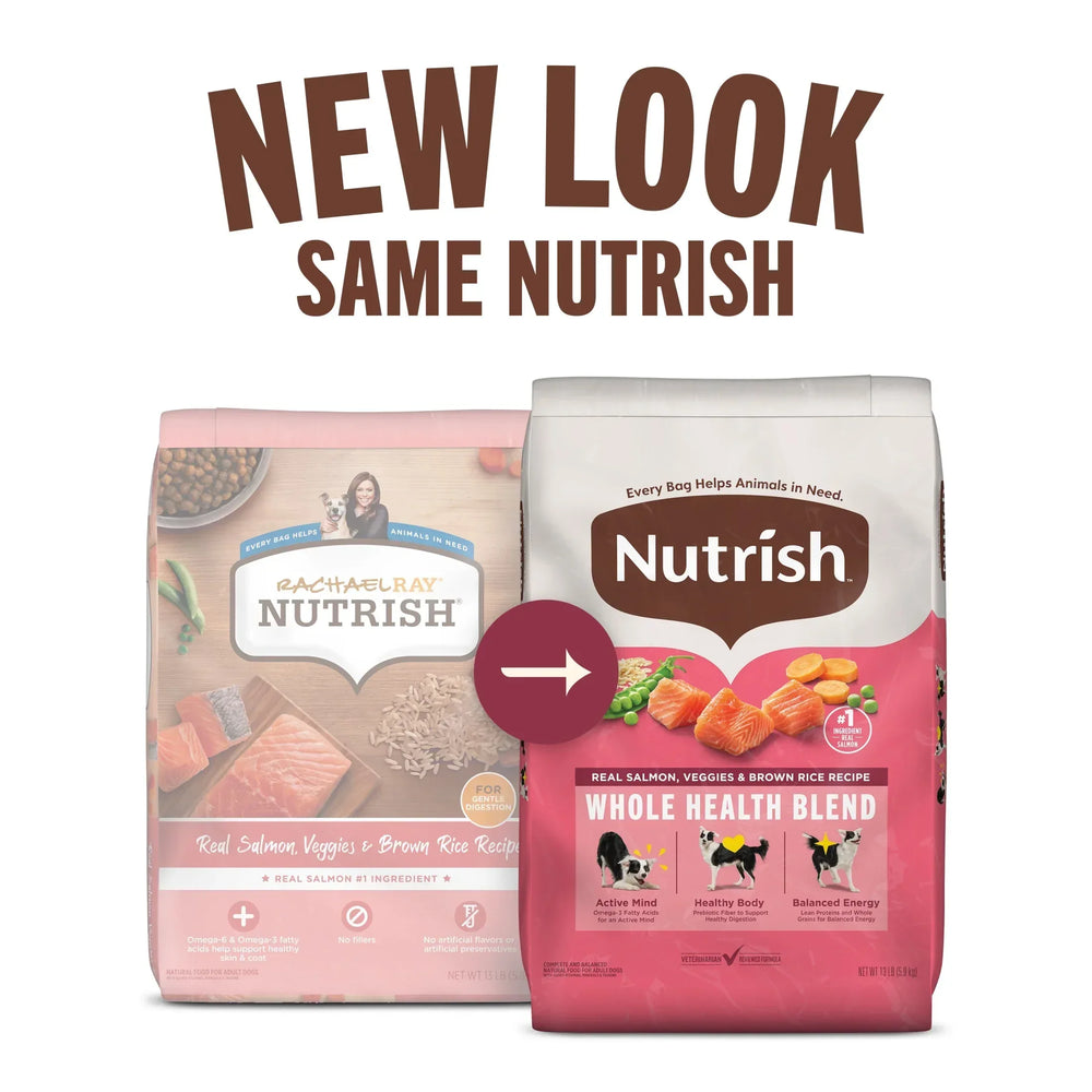 Nutrish Real Salmon, Veggies & Brown Rice Recipe Whole Health Blend Dry Dog Food, 13 lb. Bag (Rachael Ray) - USA MEGA SHOP