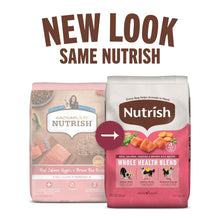 Nutrish dry dog food bag, whole health blend with salmon, veggies, brown rice