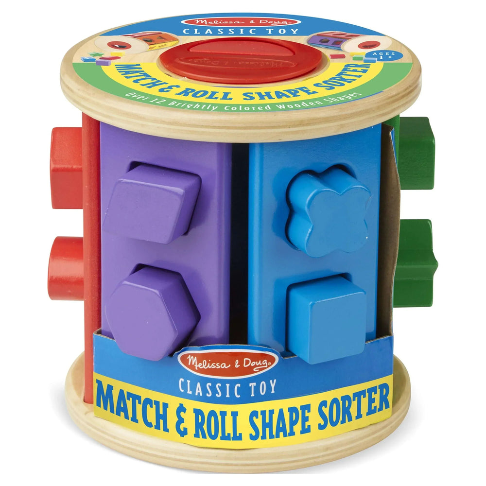 Melissa & Doug Match and Roll Wooden Shape Sorter Skill-Building Learning Toy With 13 Pcs - USA MEGA SHOP