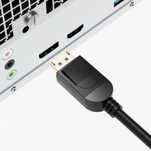 DisplayPort cable plug inserted into a device port