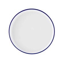 Stoneware side plate with blue rim, white finish