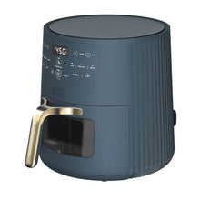 Atlantic Blue digital air fryer with side ribbing and gold lever handle
