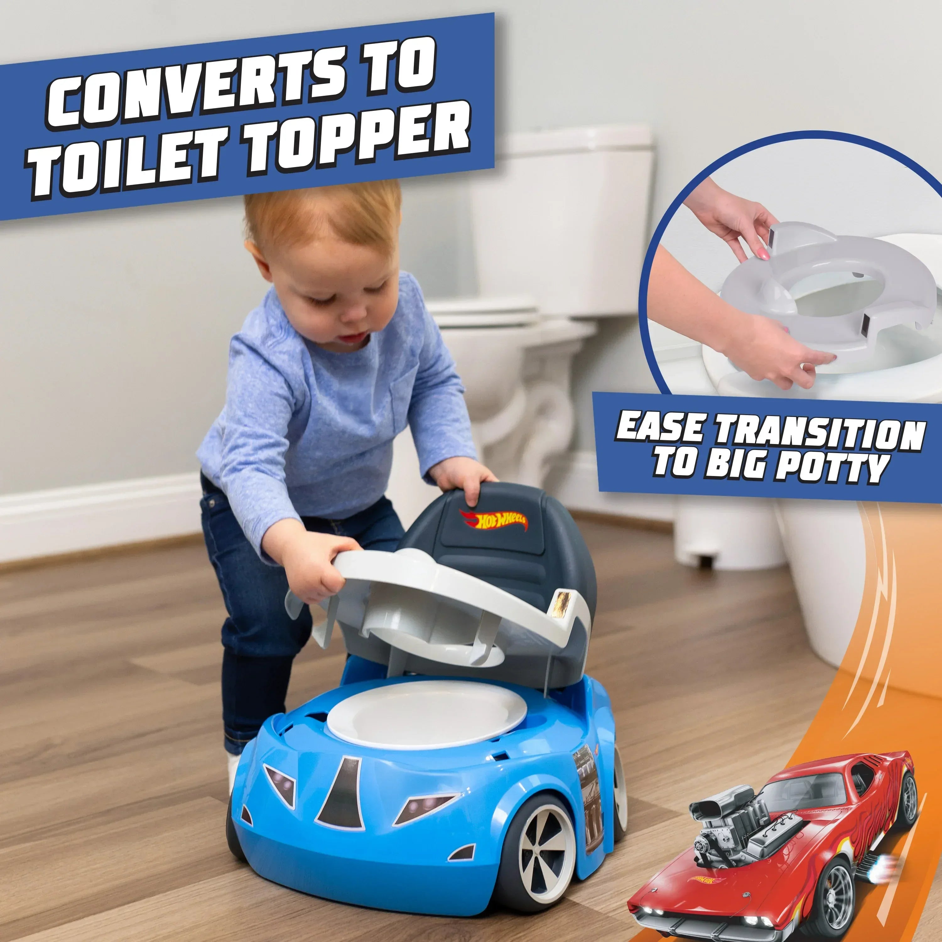 Hot Wheels Blue Race Car Potty Training Toilet, Includes Detachable Seat, Toddlers Ages 12+ Months