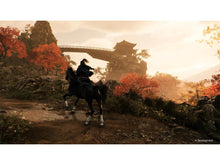 PS5 game screenshot of a mounted samurai in an autumn landscape