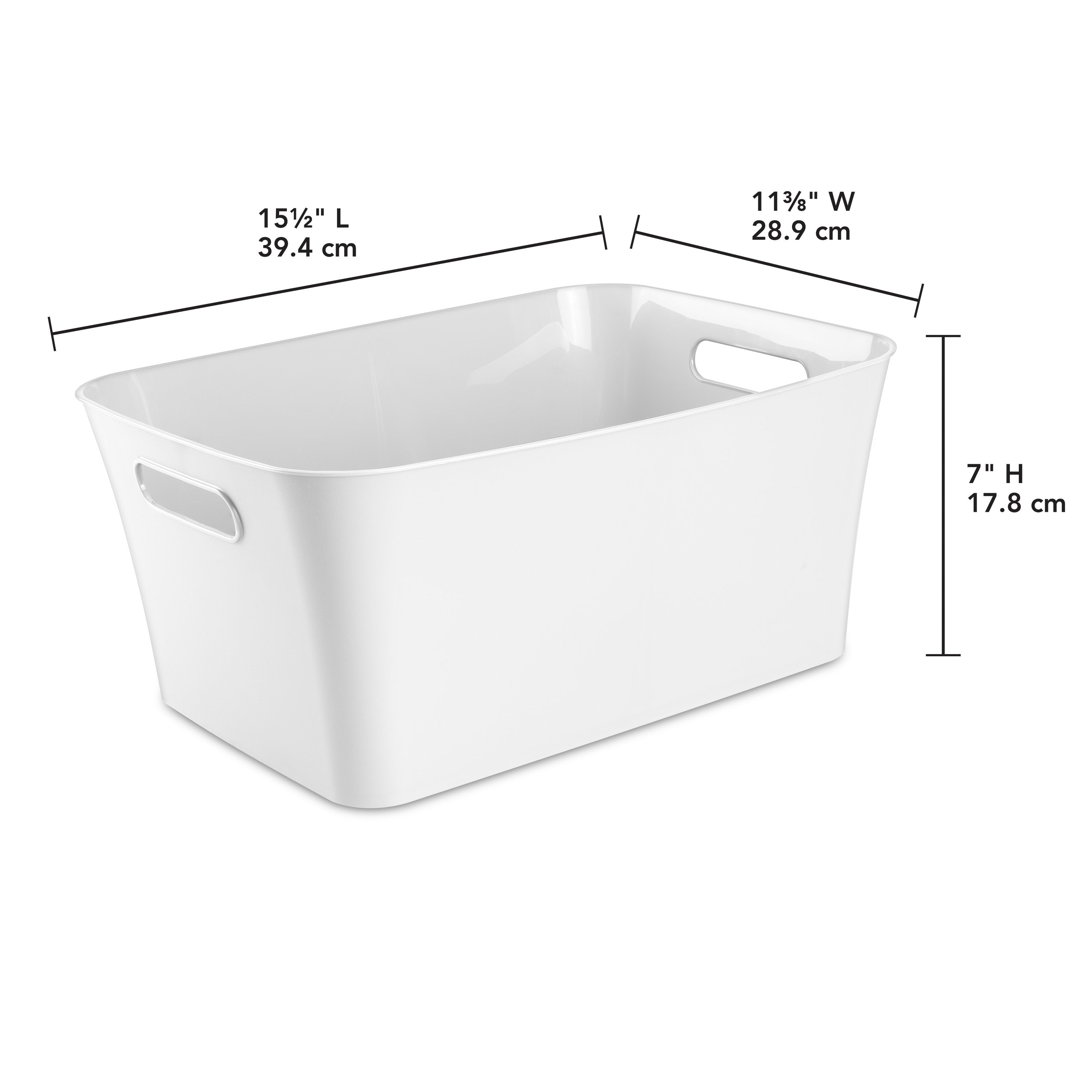 (3 pack) Mainstays Large White Plastic Storage Bin, 15.5 in x 11.4 in x 7 in