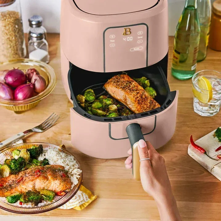 Beautiful 3 Qt Air Fryer with TurboCrisp Technology, EverGood Ceramic Nonstick Coating, Thyme Green by Drew Barrymore