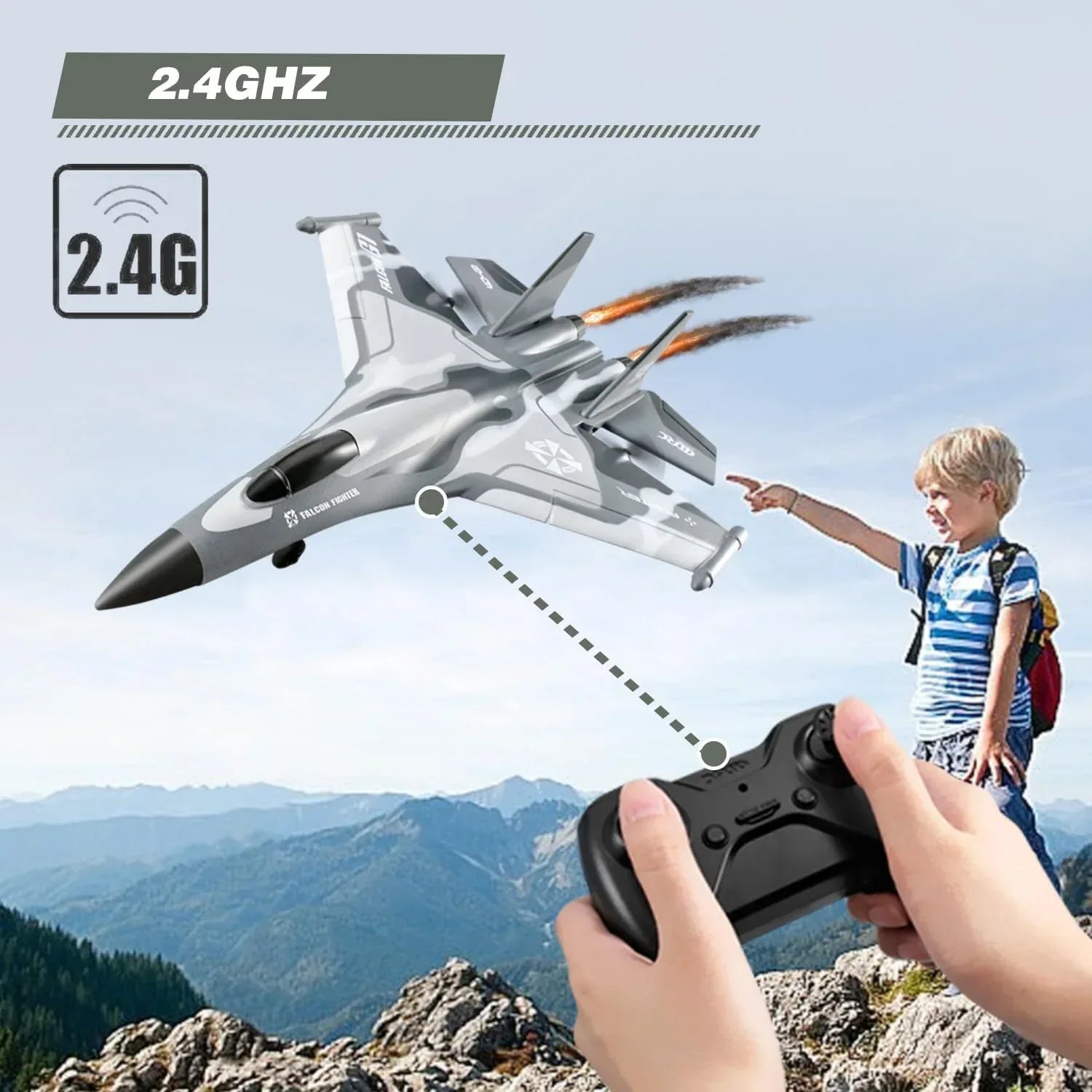 4DRC G1 RC Plane with 2 Take-off Modes, 2 Batteries and Light, 2.4GHz 4 Channel 6 Axis Gyro Stabilizer RTF Glider Remote Control Aircraft Planes Jet Fighter Toys Gift for Boys Kids Adults Beginners - USA MEGA SHOP