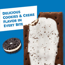 Toaster pastry with dark crust and white creme frosting with cookie speckles
