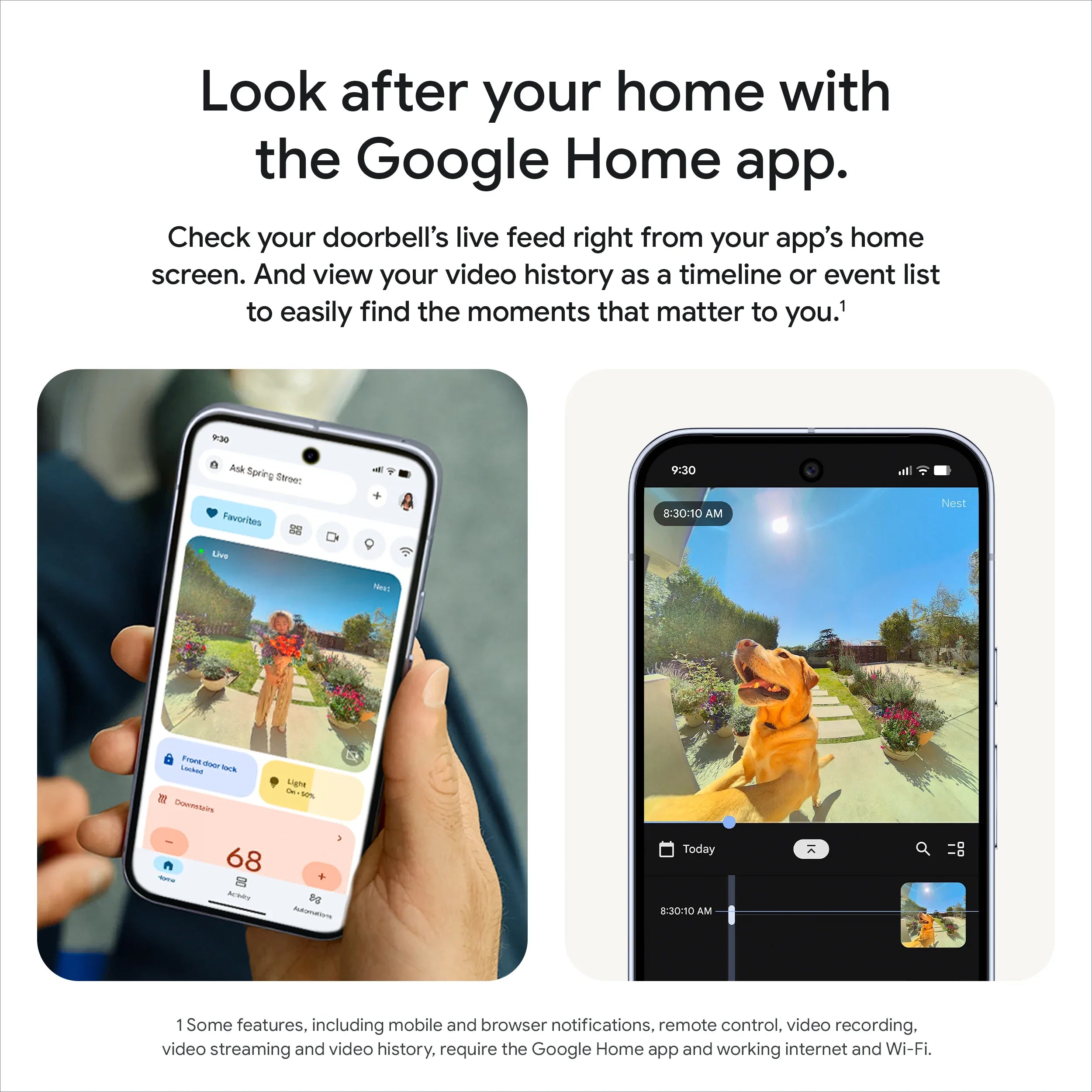 Google Nest Doorbell (Wired, 3rd Gen) - Video Doorbell Camera with 2K Video - Works with Google Home - With Gemini - Hazel