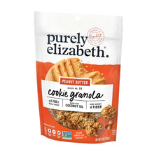 Peanut butter cookie granola bag with recipe label, orange band, and oat clusters
