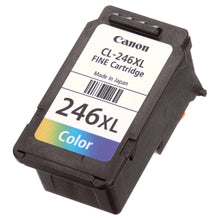 Canon CL-246XL tri-color ink cartridge with label and barcode on dark cartridge body