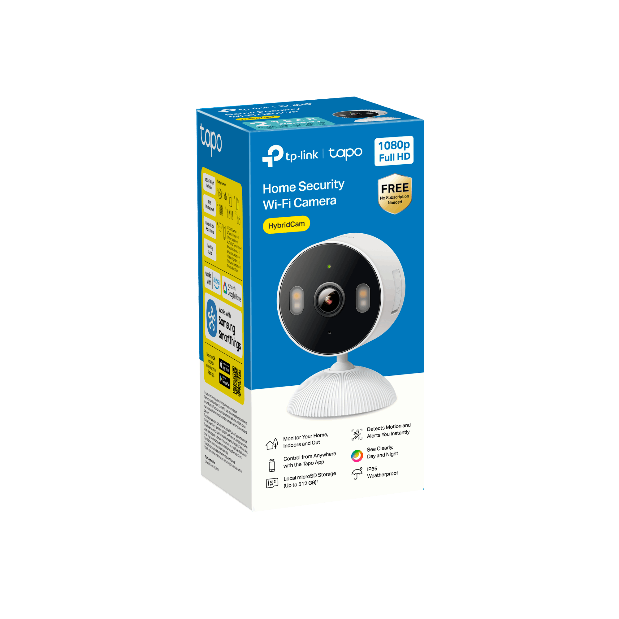 TP-Link Tapo TCW61 Indoor/Outdoor HD Security Camera with Color Night Vision, Free Smart AI Detection, No Subscription Needed, 2-Way Audio, Local Storage, Alexa & Google Home Compatible