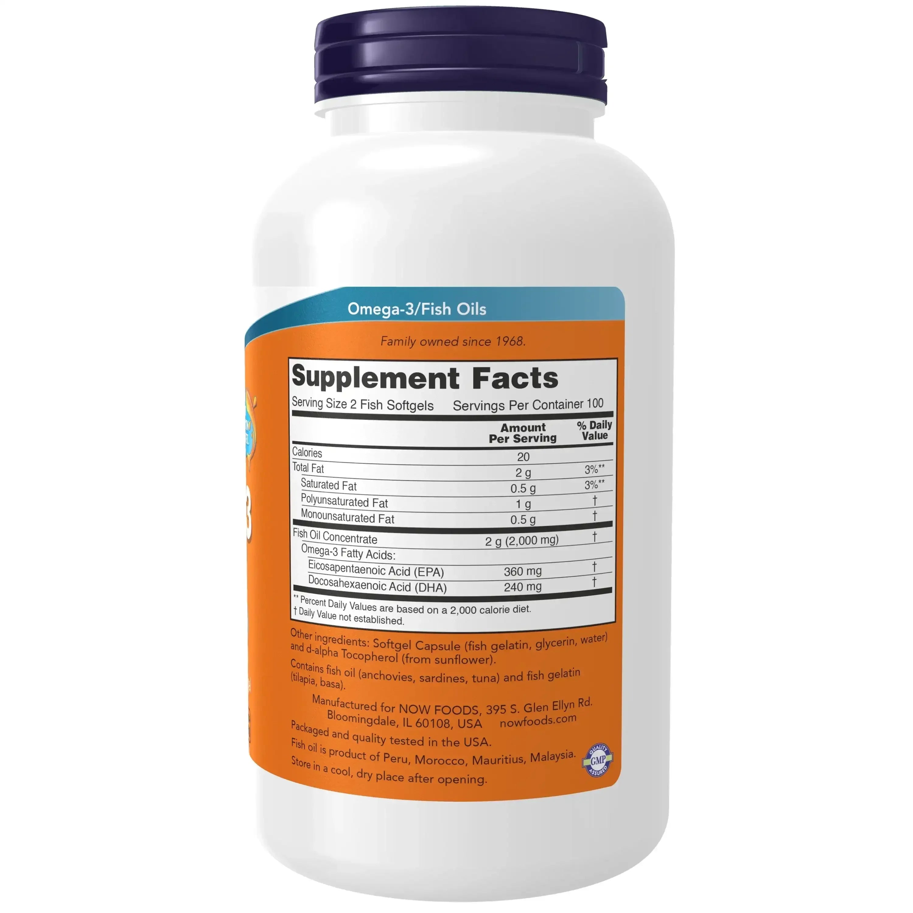 NOW Foods, Omega-3 Fish Oil, 1,000 mg, 180 EPA - 120 DHA